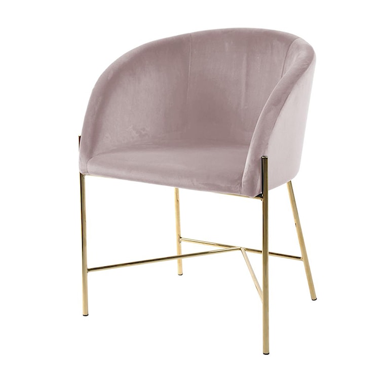 Krzesło tapicerowane Ribioc różowy welur na złotych nogach