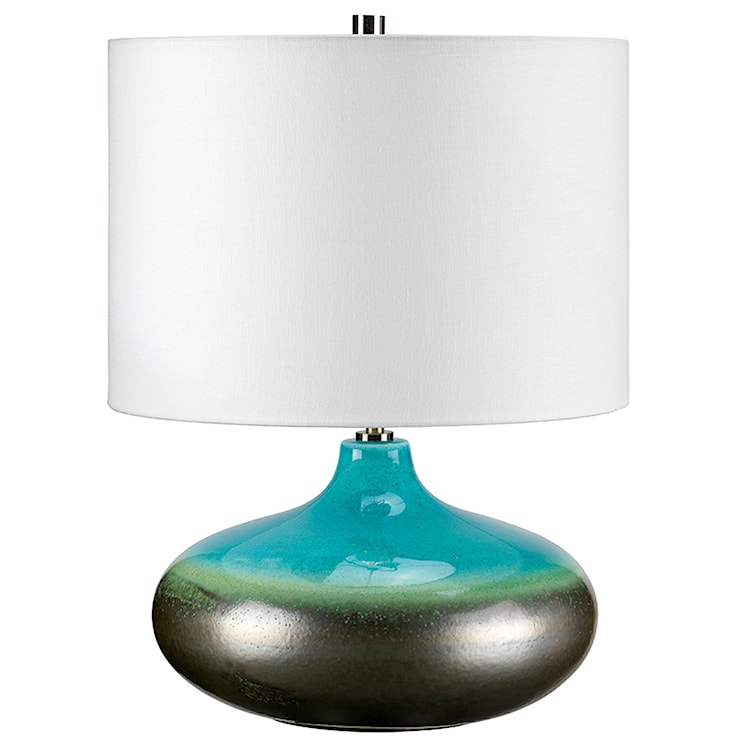 Lampa stołowa Legga z porcelany średnica 36 cm turkusowa  - zdjęcie 2
