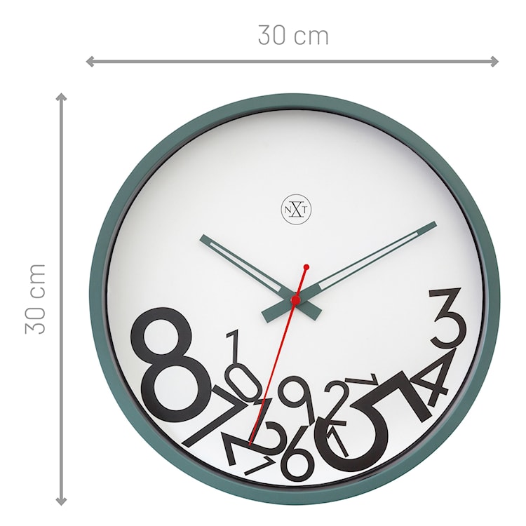 Zegar ścienny Dropped Numbers 30 cm biało-zielony  - zdjęcie 7