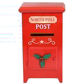 Dekoracja świąteczna North Pole Post metalowa czerwona