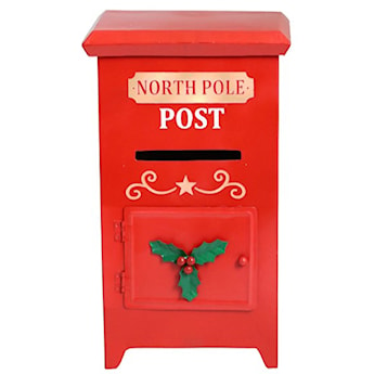 Dekoracja świąteczna North Pole Post metalowa czerwona