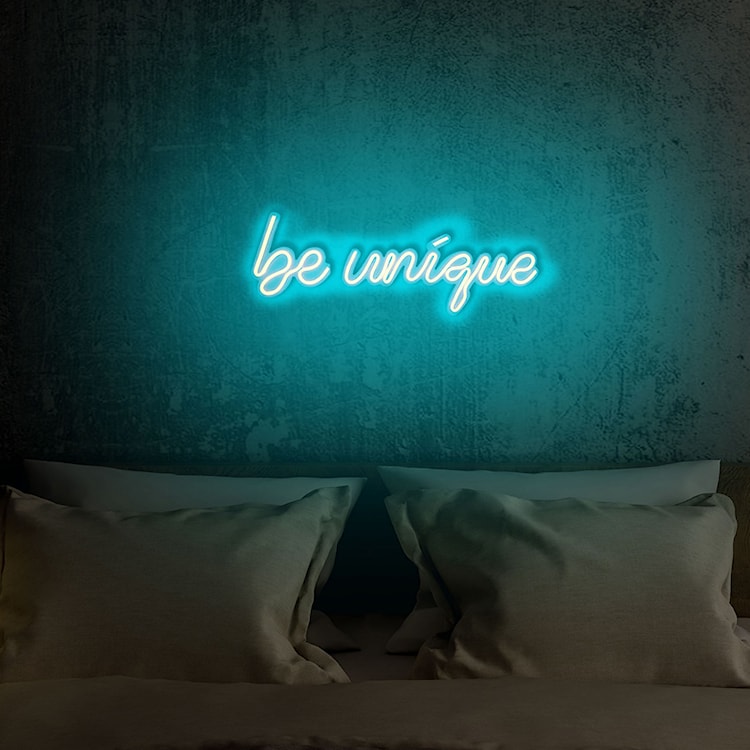 Neon na ścianę Letely z napisem Be Unique niebieski  - zdjęcie 5