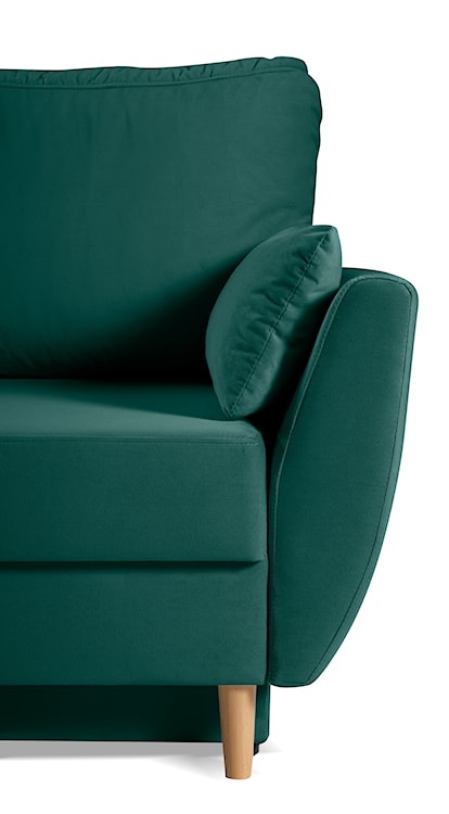 Narożnik z funkcją spania Paradela L-kształtny z pojemnikiem uniwersalny na nóżkach bukowych zielony welur hydrofobowy  - zdjęcie 9