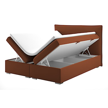 Łóżko kontynentalne 160x200 cm Toniio z pojemnikami i topperem miedziane welur hydrofobowy