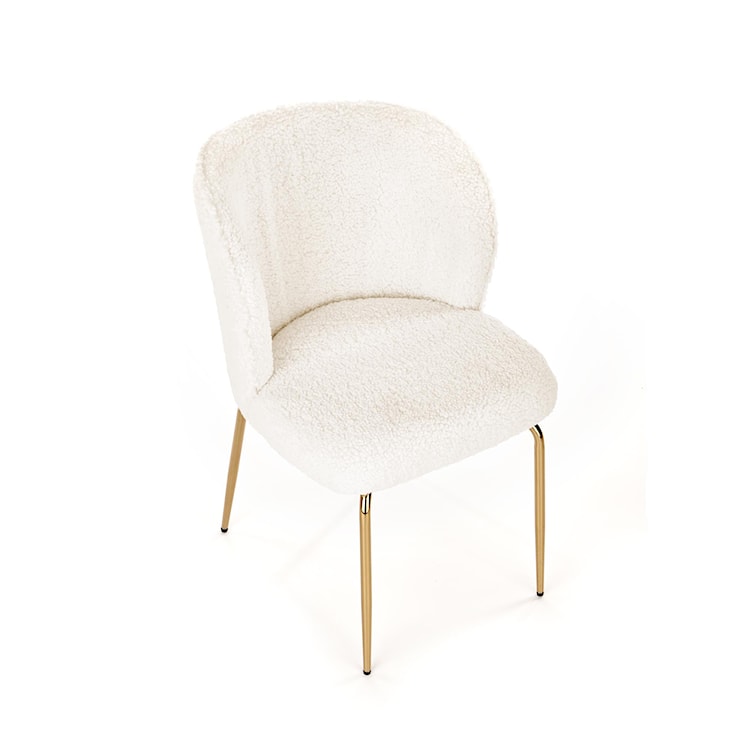 Krzesło tapicerowane Peyad tkanina beżowa bouclé na złotej podstawie  - zdjęcie 6