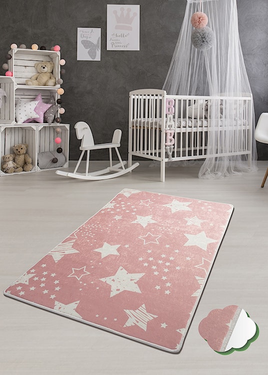 Dywan do pokoju dziecięcego Dinkley Gwiazdy różowy 100x160 cm  - zdjęcie 2
