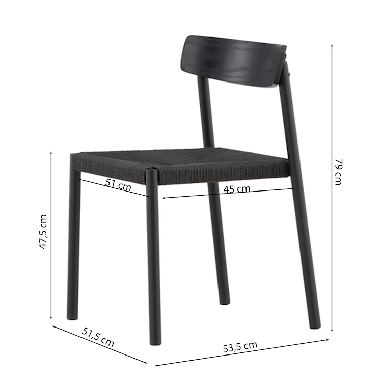Krzesło drewniane Diarech czarne z plecionym siedziskiem  - zdjęcie 9