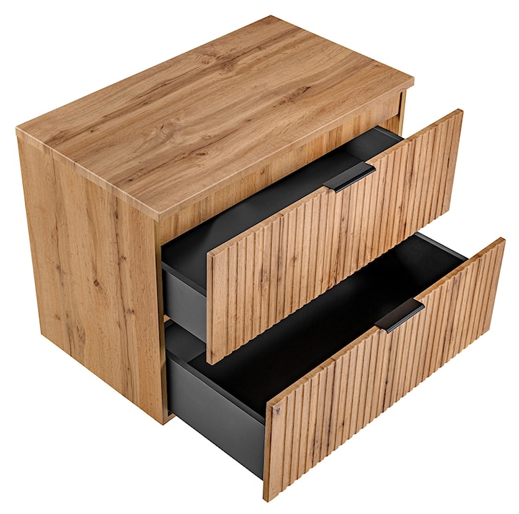 Szafka pod umywalkę Temirni 80 cm dąb wotan lamele z blatem  - zdjęcie 7