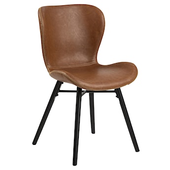 Krzesło tapicerowane Glena brązowe z ekoskóry na czarnych nóżkach