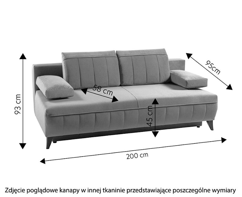 Kanapa rozkładana dwuosobowa Bisenti 200 cm z pojemnikiem granatowa welur hydrofobowy  - zdjęcie 5