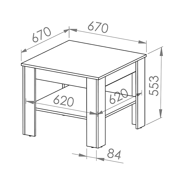 Stolik kawowy Yokie 67x67 cm sosna śnieżna  - zdjęcie 5