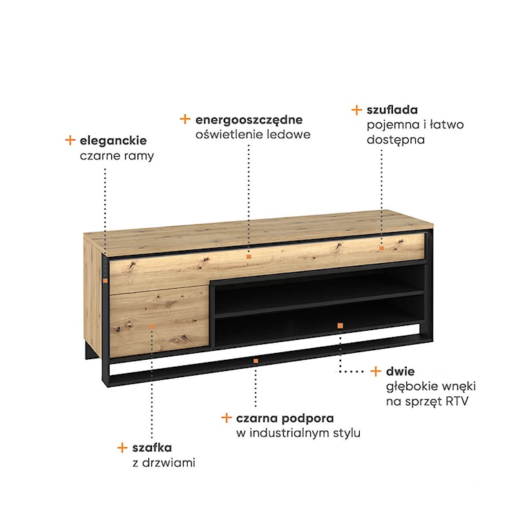 Szafka RTV Quant 155 cm  - zdjęcie 7