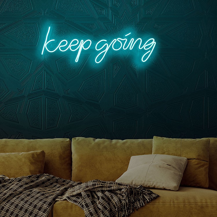 Neon na ścianę Letely z napisem Keep Going niebieski  - zdjęcie 4