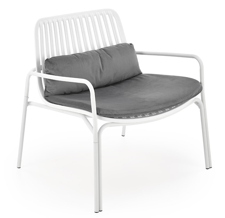 Fotel metalowy Herece biały z popielatą poduchą  - zdjęcie 5