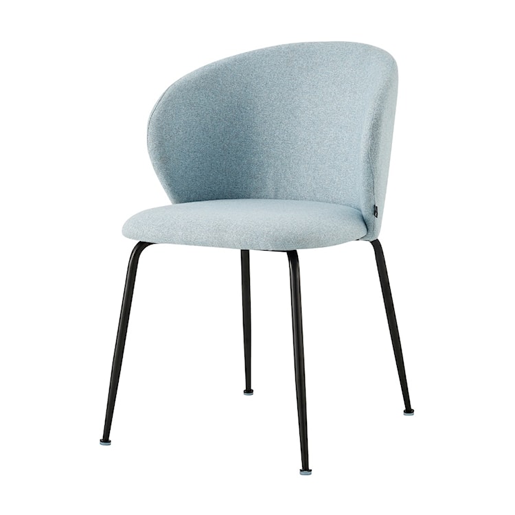 Krzesło tapicerowane Mealize w tkaninie hydrofobowej niebieskie na czarnych nogach 