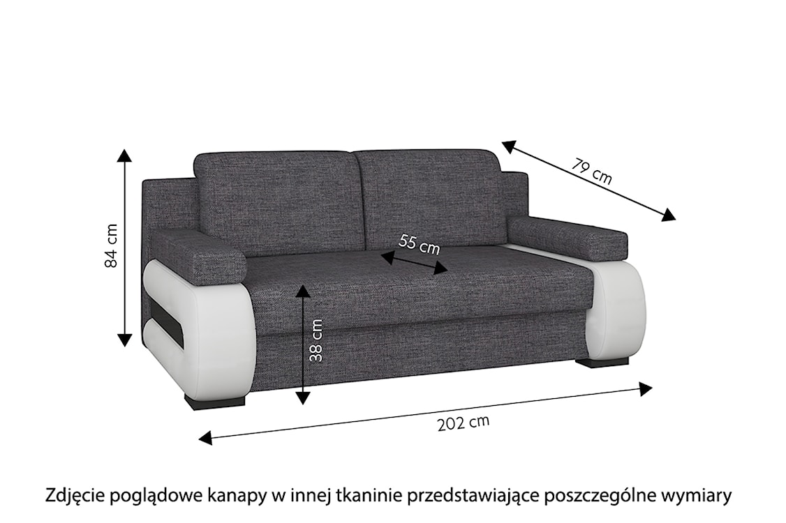 Kanapa rozkładana dwuosobowa Sorrel z pojemnikiem beżowa / kremowa plecionka / ekoskóra  - zdjęcie 5