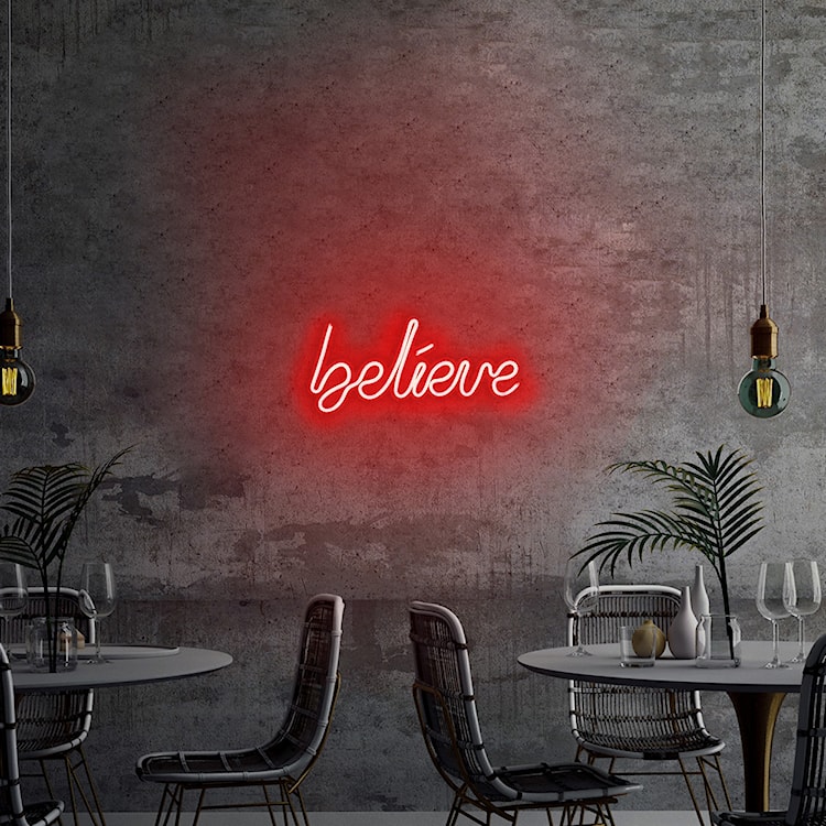 Neon na ścianę Letely z napisem Believe czerwony  - zdjęcie 5
