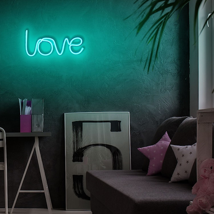 Neon na ścianę Letely z napisem Love niebieski  - zdjęcie 4