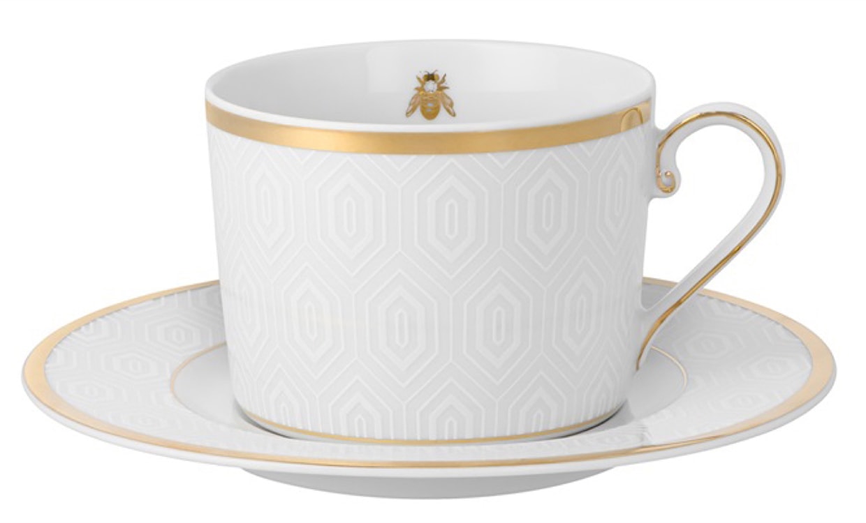 Zestaw do kawy dla 1 os. porcelanowy Jenny biało-złoty  - zdjęcie 6