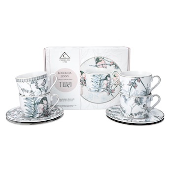 Zestaw filiżanek dla 4 os. porcelanowy Jenny 250 ml wielokolorowy