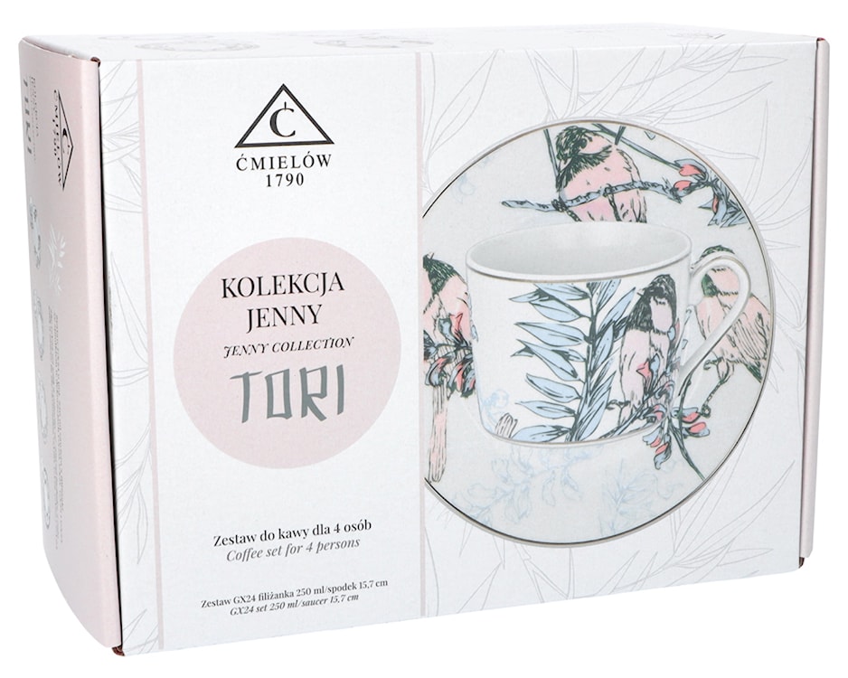 Zestaw filiżanek dla 4 os. porcelanowy Jenny 250 ml wielokolorowy  - zdjęcie 10