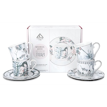 Zestaw filiżanek dla 4 os. porcelanowy Jenny 100 ml wielokolorowy
