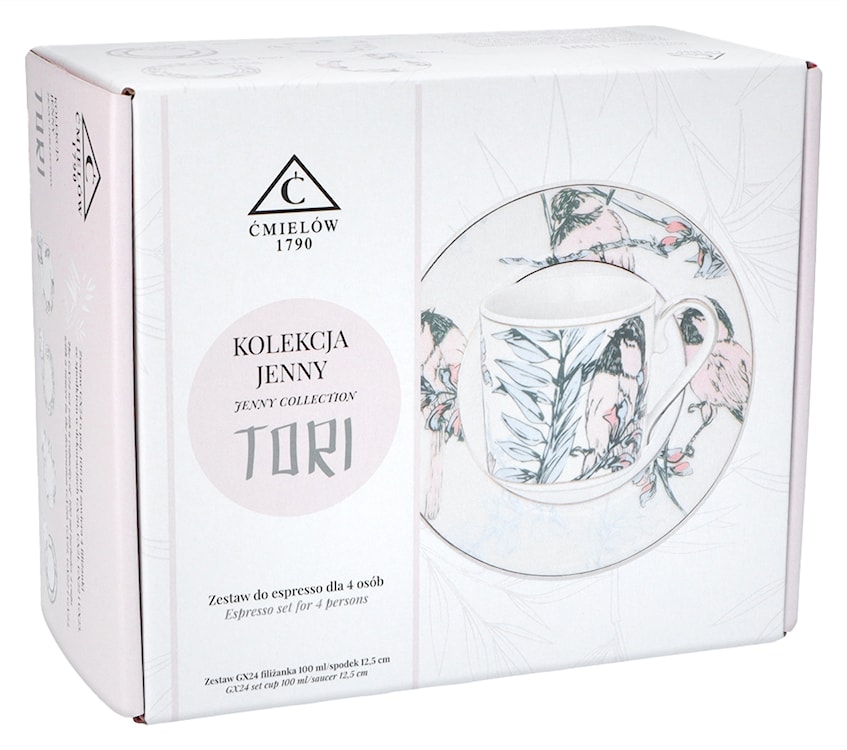 Zestaw filiżanek dla 4 os. porcelanowy Jenny 100 ml wielokolorowy  - zdjęcie 10