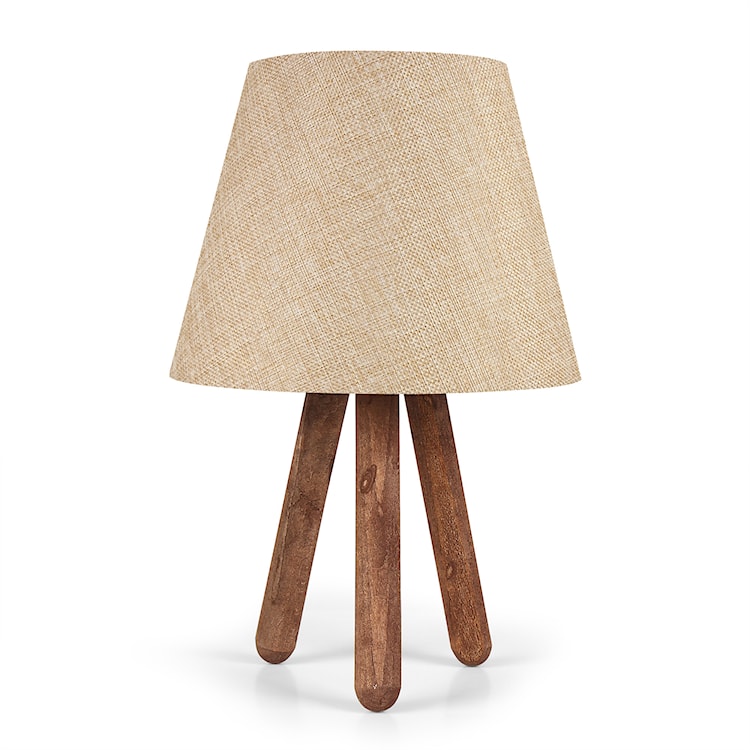 Lampka na biurko Rogatelly kremowy klosz/ drewno bukowe