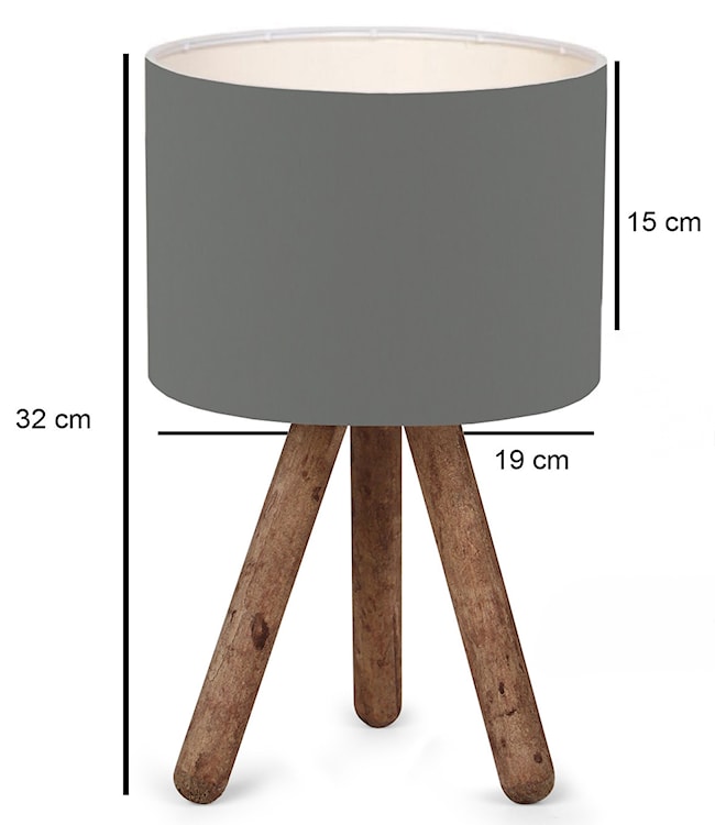 Lampa stołowa Fiestvier ciemnoszary klosz/drewno bukowe  - zdjęcie 3