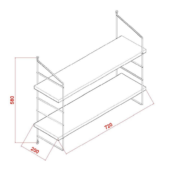 Półka ścienna Aldulfin dwupoziomowa biały  - zdjęcie 3