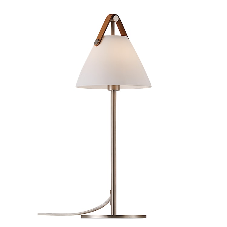 Lampa stołowa Strap srebrna ze skórzanym paskiem  - zdjęcie 7
