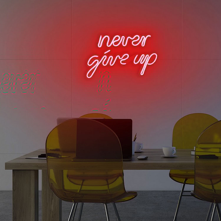 Neon na ścianę Letely z napisem Never Give Up czerwony  - zdjęcie 4