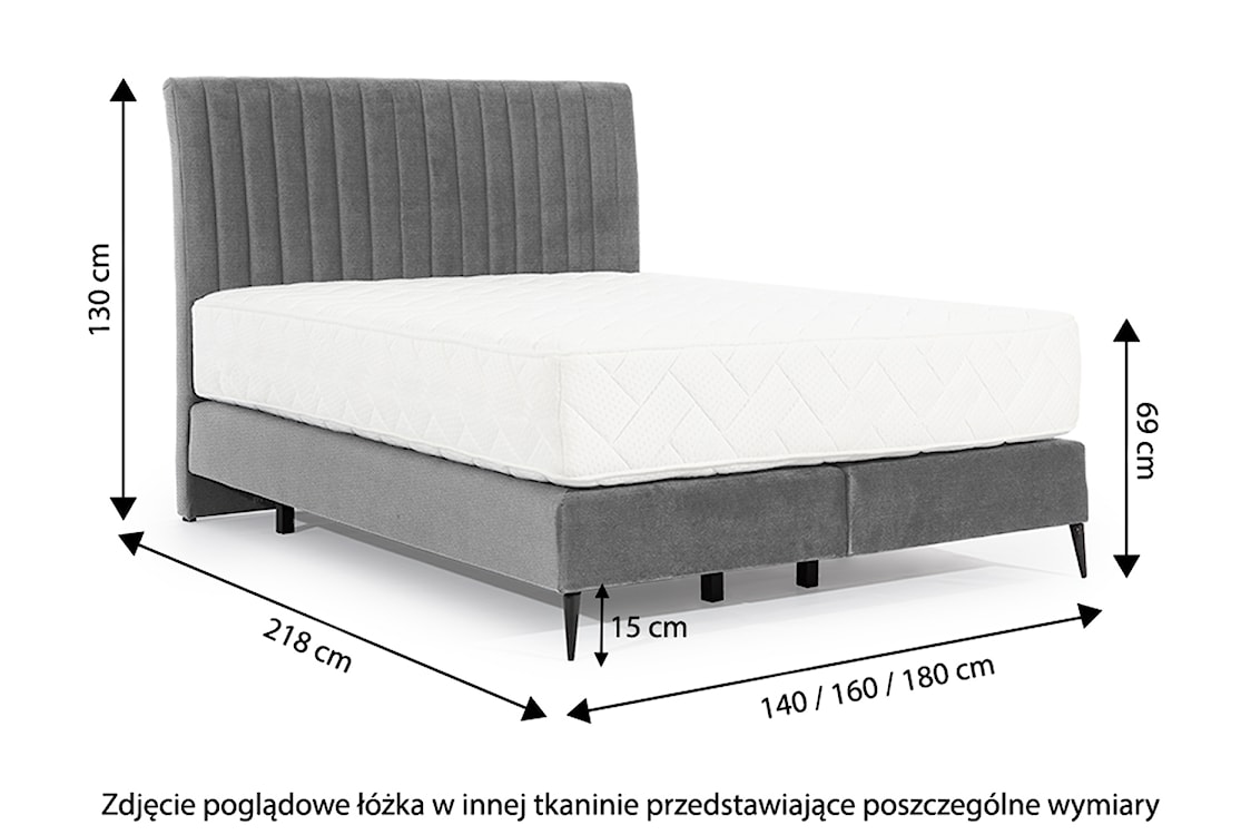 Łóżko kontynentalne 140x200 cm Cartelle beżowe w tkaninie hydrofobowej  - zdjęcie 5