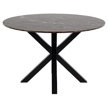Stół do jadalni okrągły Kardema 120 cm brązowy marmur na czarnych nogach
