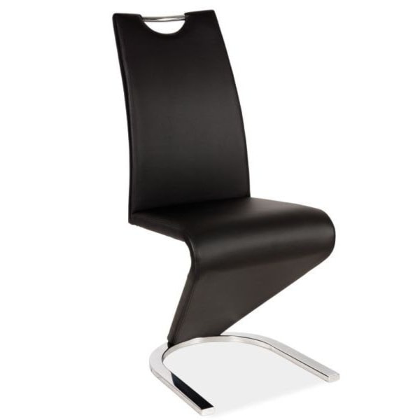 Krzesło tapicerowane Sferro czarna ekoskóra na chromowanej podstawie  - zdjęcie 2