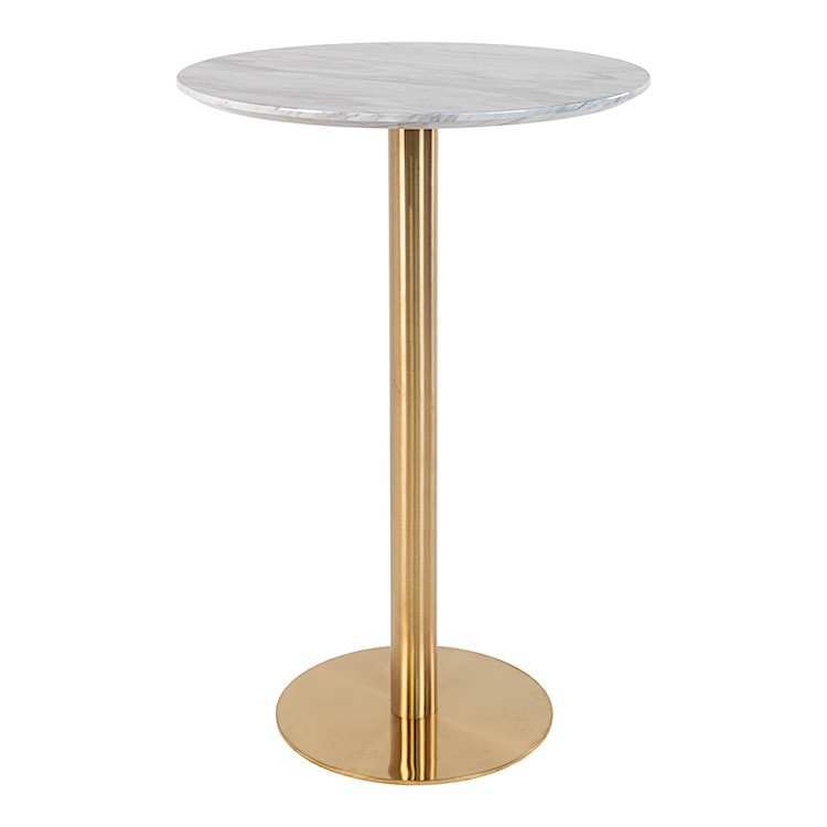 Stół Rifetta imitacja marmuru ze złotą podstawą średnica 70 cm