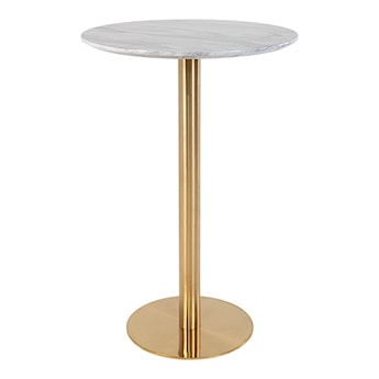 Stół Rifetta imitacja marmuru ze złotą podstawą średnica 70 cm
