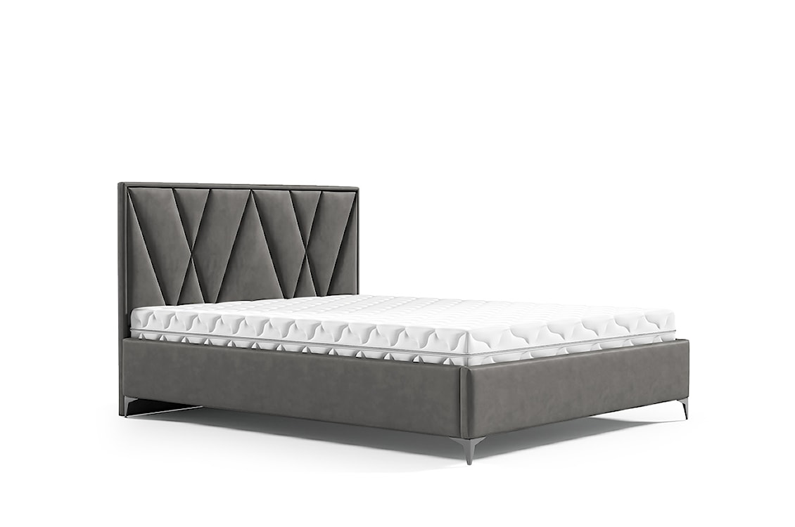 Łóżko tapicerowane 160x200 cm Sermide z pojemnikiem ciemnoszare welur łatwoczyszczący  - zdjęcie 3