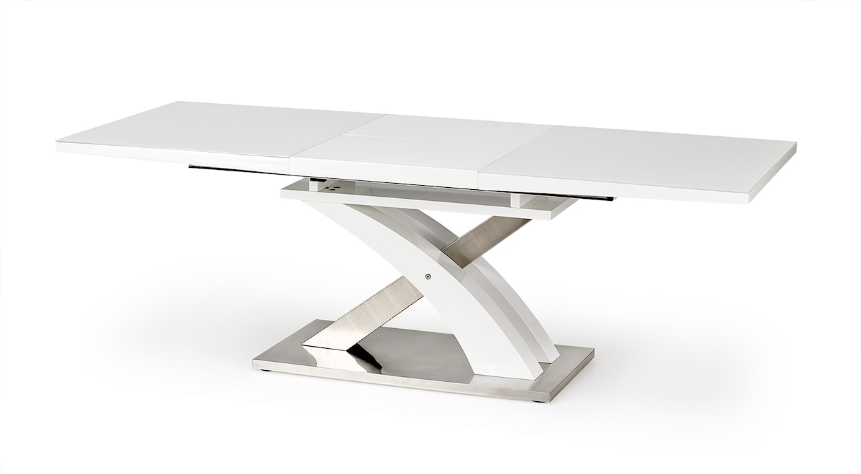 Stół rozkładany Reinosa 160-220x90 cm biały ze szklanym blatem  - zdjęcie 12