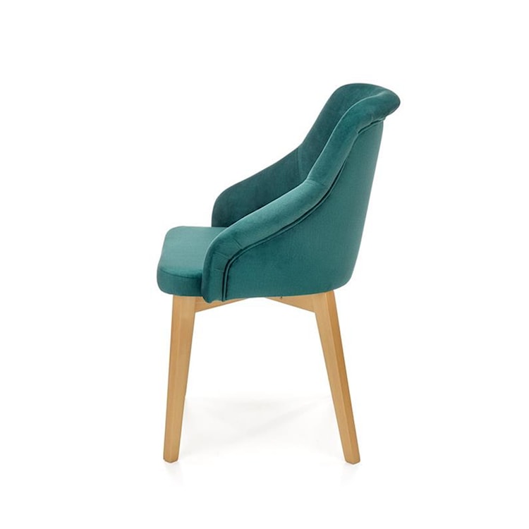 Krzesło tapicerowane Berlas zielony velvet - dąb miodowy  - zdjęcie 3