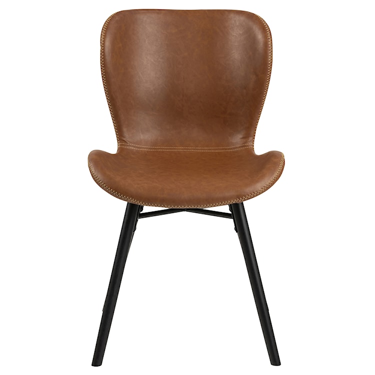 Krzesło tapicerowane Glena brązowe z ekoskóry na czarnych nóżkach  - zdjęcie 2