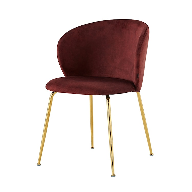 Krzesło tapicerowane Mealize w tkaninie hydrofobowej bordowy velvet na złotych nogach 