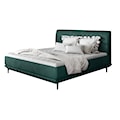 Łóżko tapicerowane Odelle 160x200 cm z materacem bonellowym i topperem zielone welur hydrofobowy