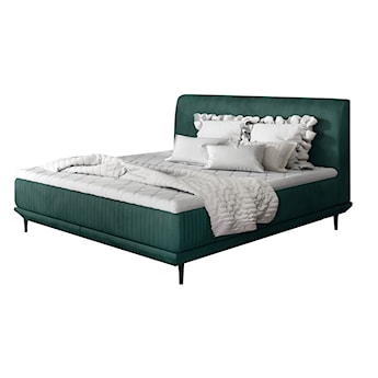 Łóżko tapicerowane Odelle 160x200 cm z materacem bonellowym i topperem zielone welur hydrofobowy
