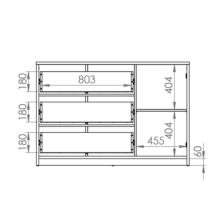 Komoda jednodrzwiowa Madarro z trzema szufladami szary platyna  - zdjęcie 10