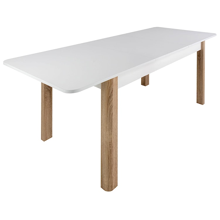 Stół rozkładany Eagor 125-165x80 cm zaokrąglonymi rogami biel alpejska - dąb sonoma  - zdjęcie 2