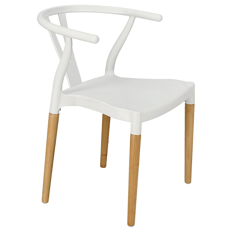 Krzesło z tworzywa Draak białe na drewnianych nogach  - zdjęcie 5