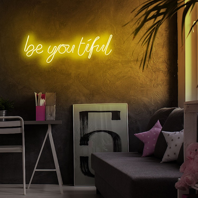 Neon na ścianę Letely z napisem BeYOUtiful żółty  - zdjęcie 8