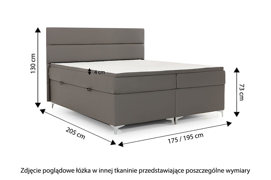 Łóżko kontynentalne Damlay 180x200 cm z pojemnikiem szare plecionka  - zdjęcie 5