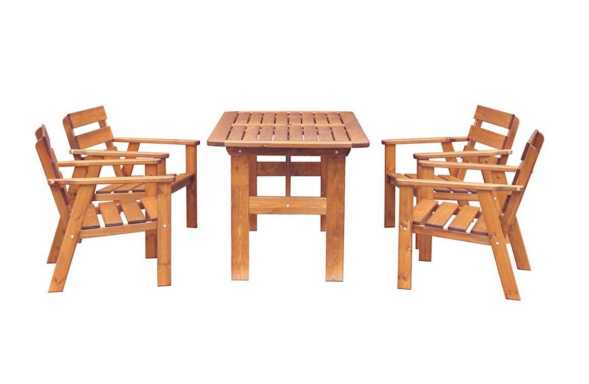 Zestaw mebli ogrodowych Wrotilm drewno sosnowe stół z 4 krzesłami miodowy  - zdjęcie 10